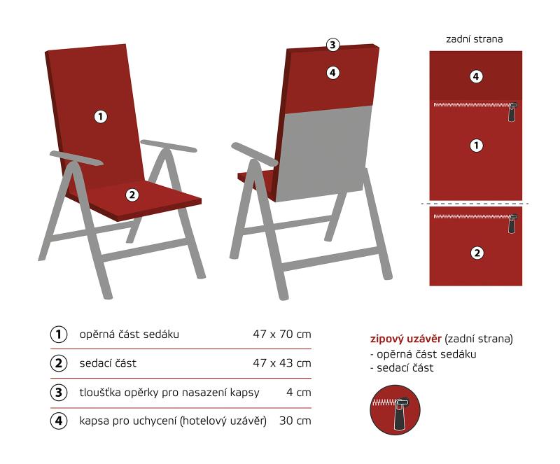 Polstr na zahradní židli Káva 47×115 cm
