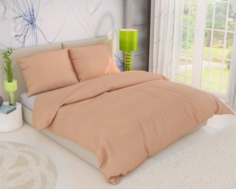 Jednobarevné povlečení krep lososové - 200x200, 2ks 70x90 cm