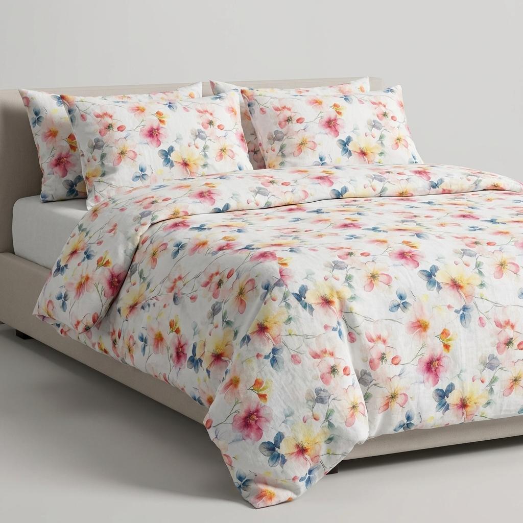 Mušelínové povlečení KVĚTY 140x200 + 70x90 cm