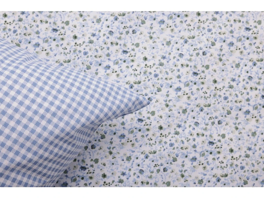 Bavlněný povlak INÉS s modrou pepito kostičkou - 40x60 cm