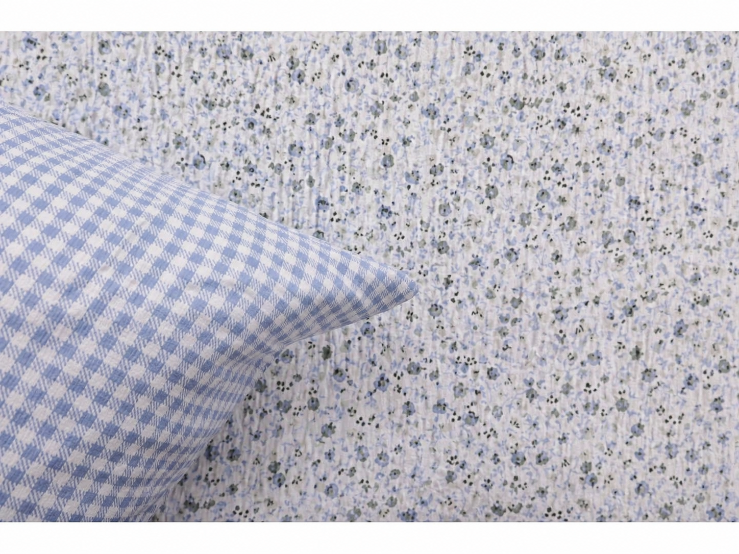 Krepové povlečení INÉS s modrou pepito kostičkou