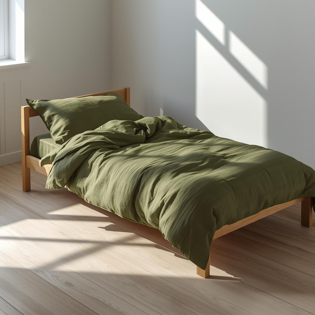 Mušelínové povlečení OLIVOVÉ - 140x200, 70x90 cm