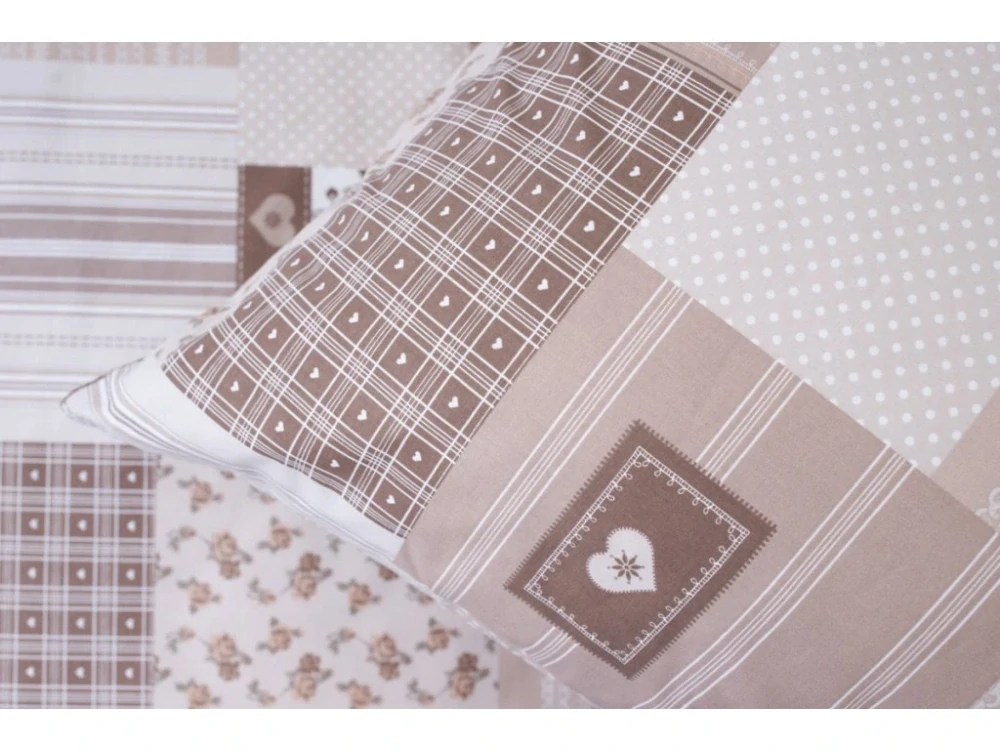 Krepové povlečení BÉŽOVÝ PATCHWORK