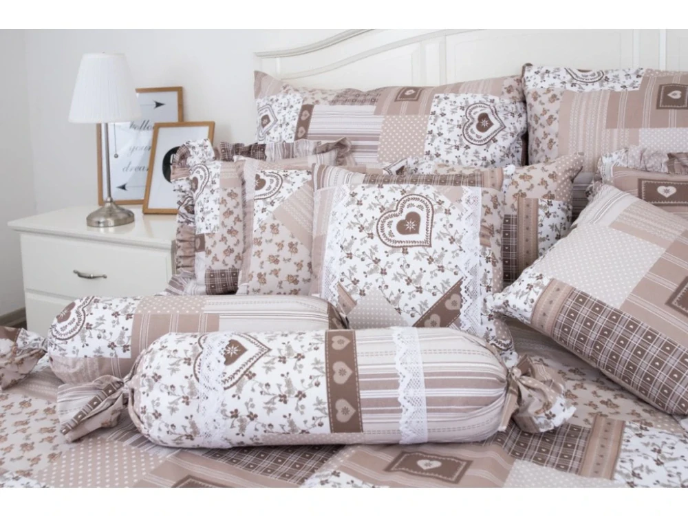 Dekorativní krepové povlaky BÉŽOVÝ PATCHWORK