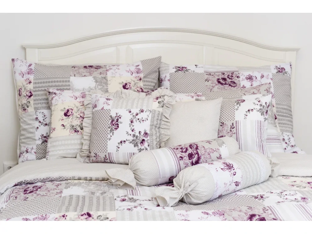 Flanelové povlečení Patchwork šedolila