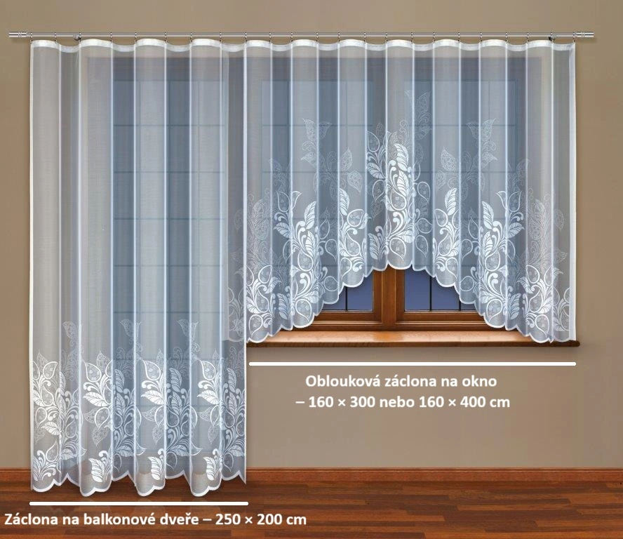 Kusová oblouková žakárová záclona Evita - 160x400 cm