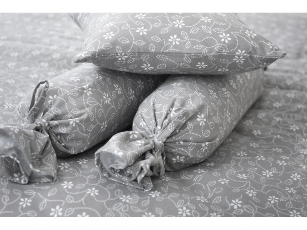 Flanelový povlak váleček Stickerei šedé - 50x15 cm