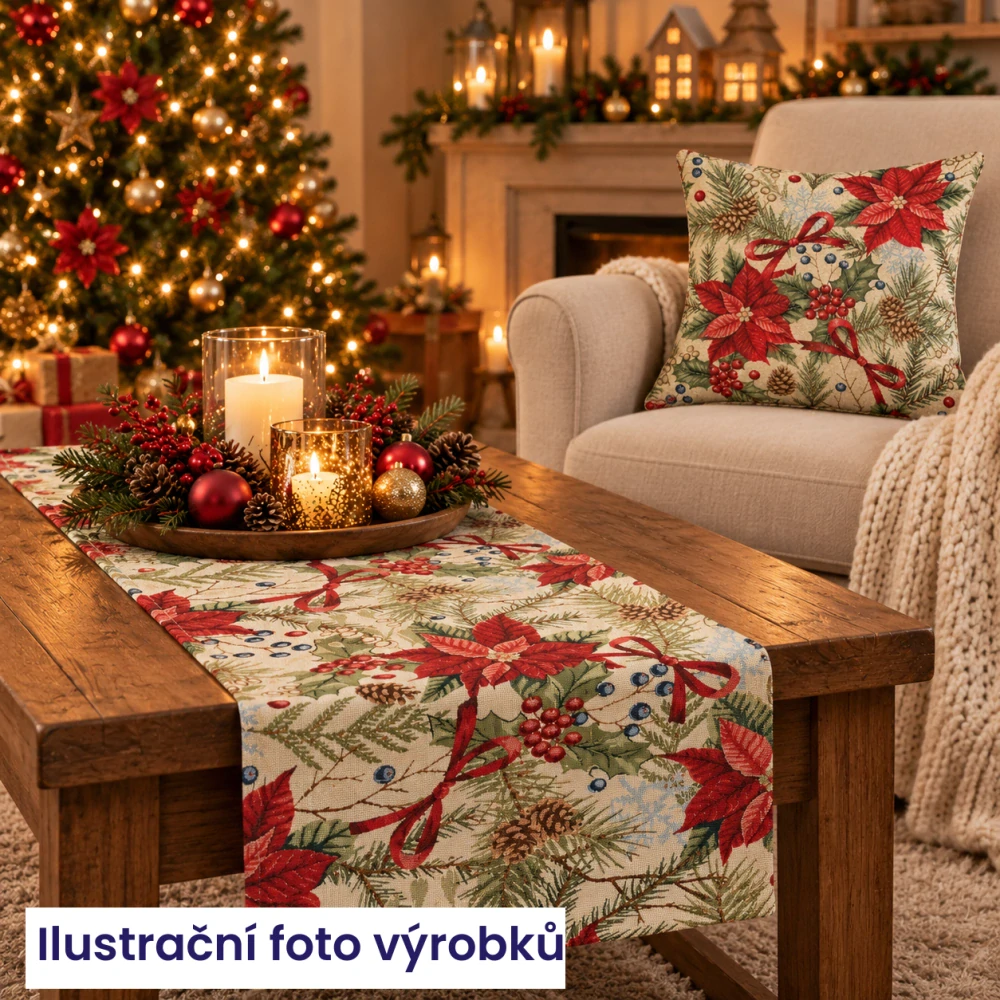 Gobelínový povlak na polštářek 40x40 cm - Vánoční rozkvět