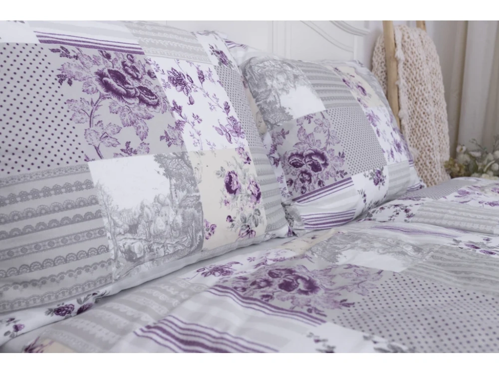 Flanelový povlak Patchwork šedolila