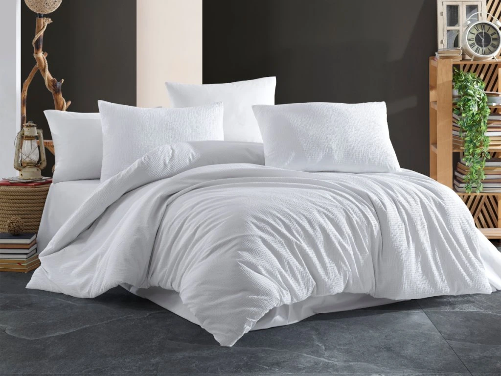 Jednobarevné povlečení krep bílé - 240x220, 2ks 70x90 cm