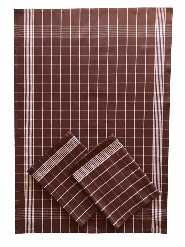 Utěrky Pozitiv tm. hnědá/bílá - 3 ks