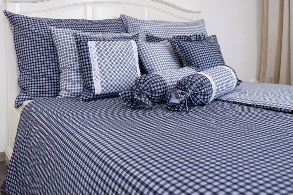 Bavlněné povlečení - Kostička modrá NEGATIV/POZITIV - 1x 220/200 , 2x 70/90