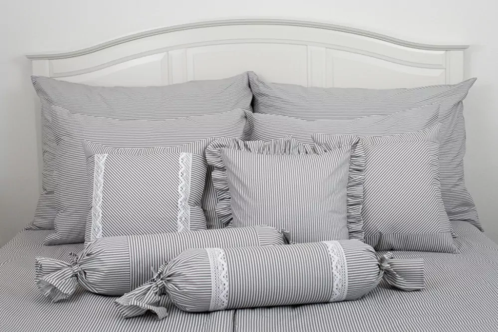 Krepové povlečení ŠEDÝ DROBNÝ PROUŽEK - 140/200 + 70/90