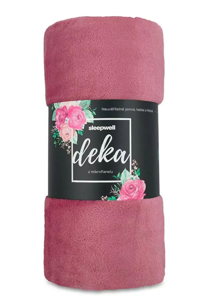 Deka mikroflanel SLEEP WELL 150x200 fialová - starorůžová