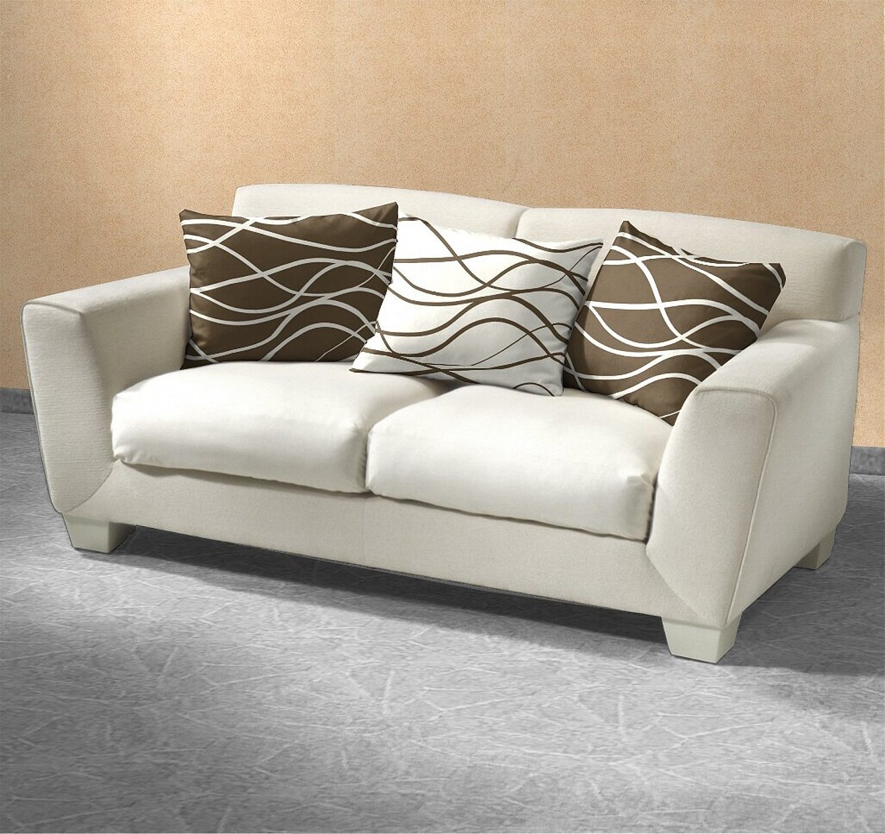 Povlečení bavlna Vlny banánové/hnědé DUO - 140/200 + 70/90