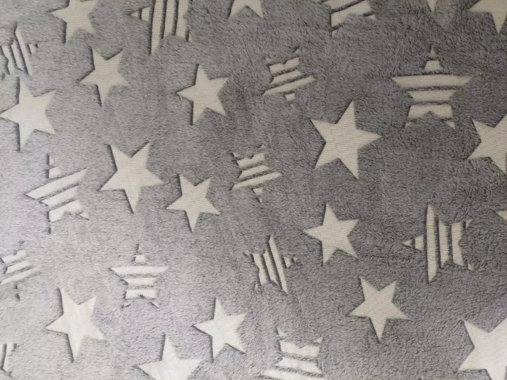 Dětská deka mikroplyš svítící ve tmě 100 x 150 cm - HVĚZDIČKY šedé 
