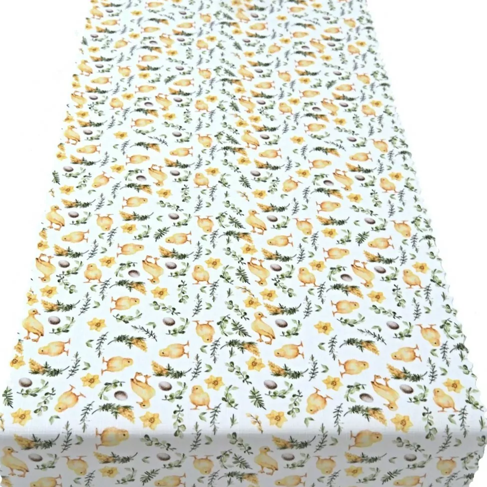 Metráž teflon - velikonoční běhoun Kuřátka bílý 