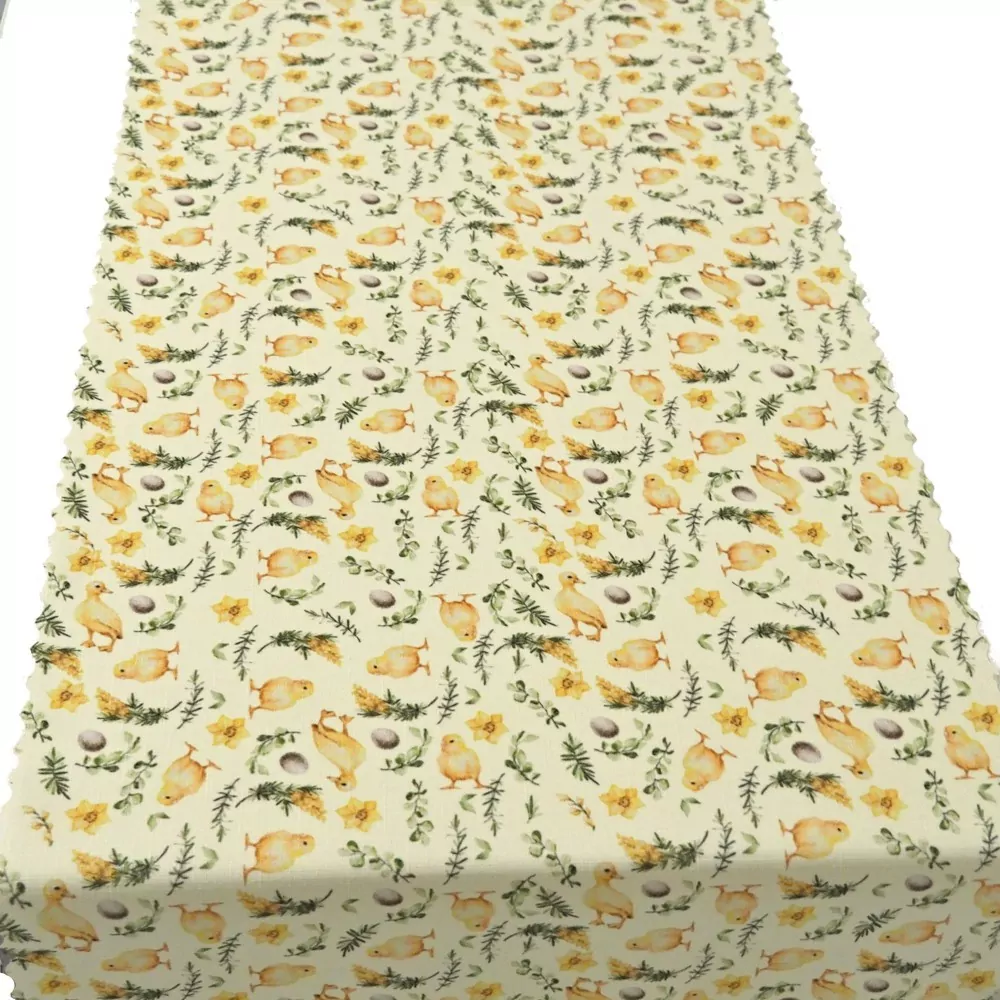 Metráž teflon - velikonoční běhoun Kuřátka žlutý