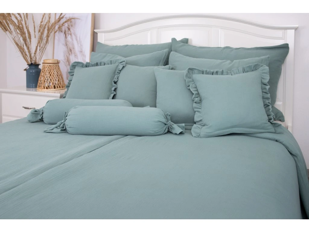 Mušelínové povlečení ŠALVĚJOVĚ ZELENÉ - 140x200 + 70x90