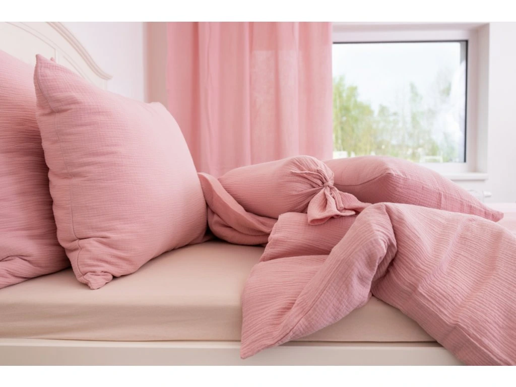 Mušelínové povlečení STARORŮŽOVÉ - 140x220 + 70x90