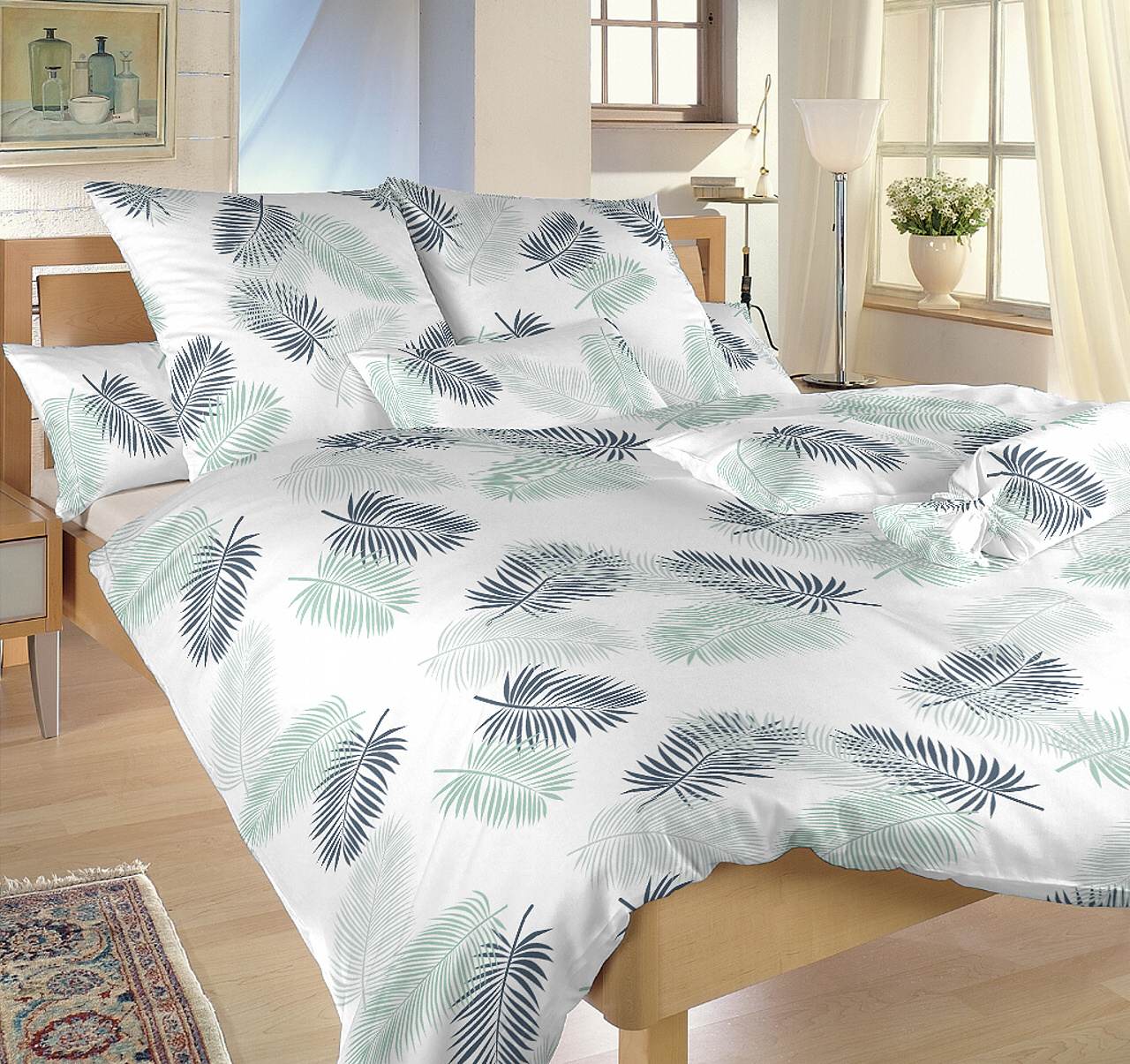 Povlečení bavlna Peříčka mentolová - 140/200 + 70/90