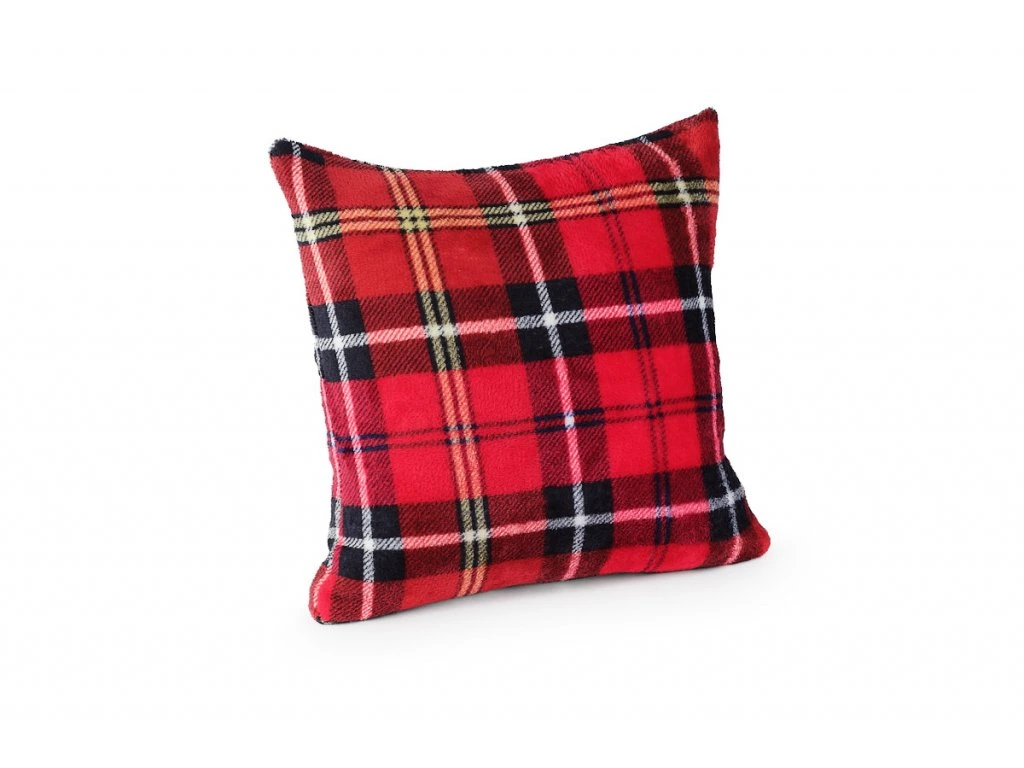 Deka mikroflanel s beránkem KOSTKA ČERVENÁ - 150x200 cm + povlak 40x40 cm ZDARMA