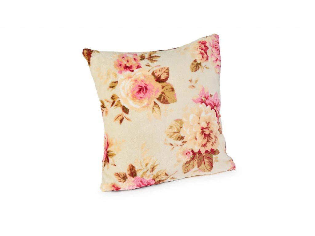 Deka mikroflanel s beránkem KVĚTY RŮŽOVÉ 150x200 cm + povlak 40x40 cm ZDARMA