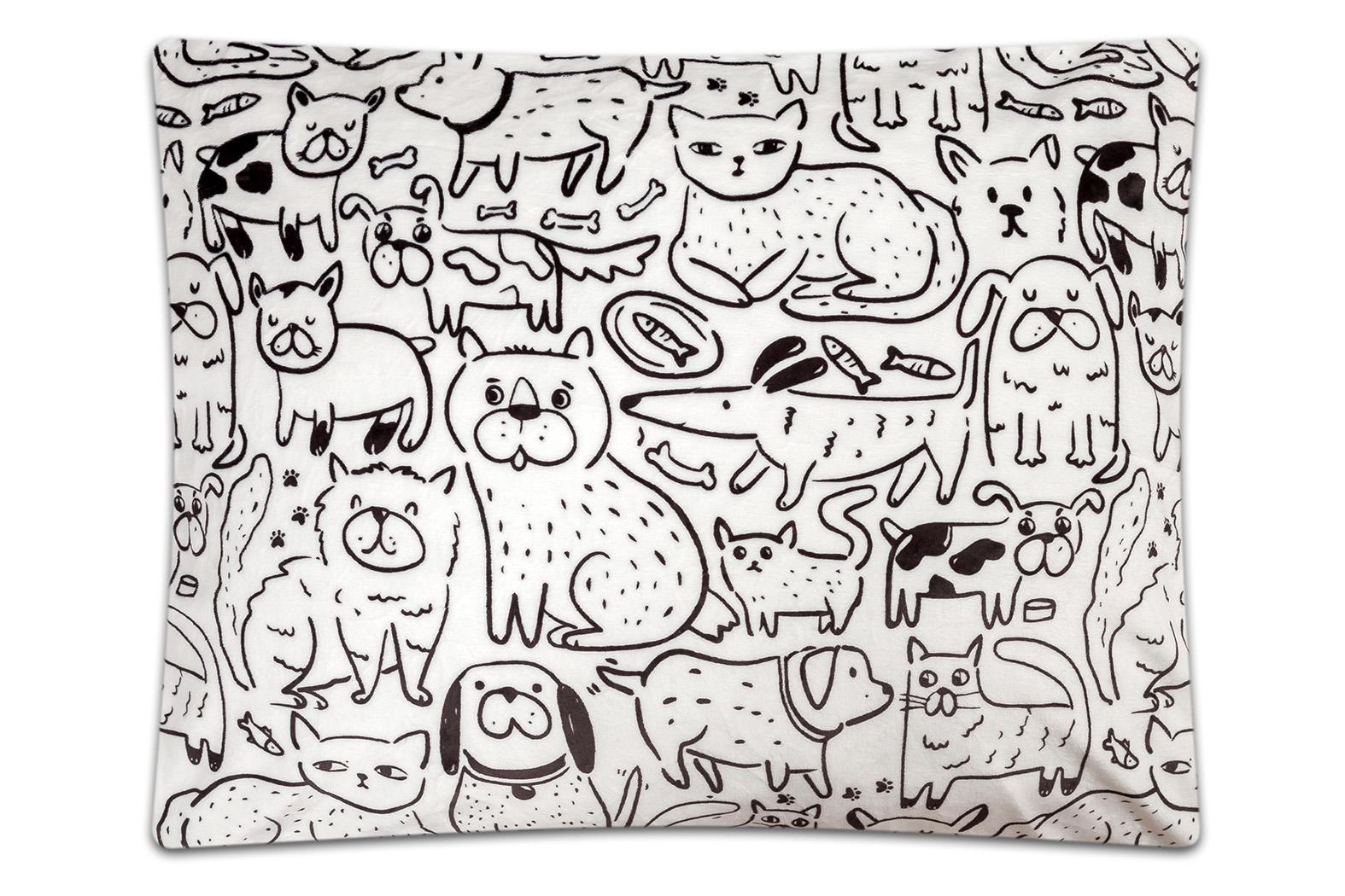 Povlečení mikroflanel KOČKA A PES - 70x90 + 140x200 cm