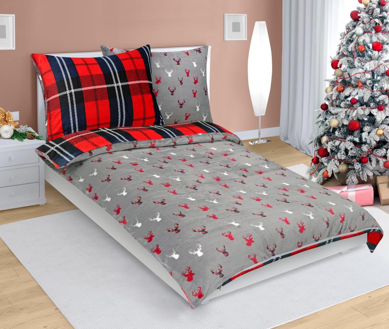 Povlečení mikroflanel oboustranné KÁRO/SOB - 140/200 + 70/90 cm