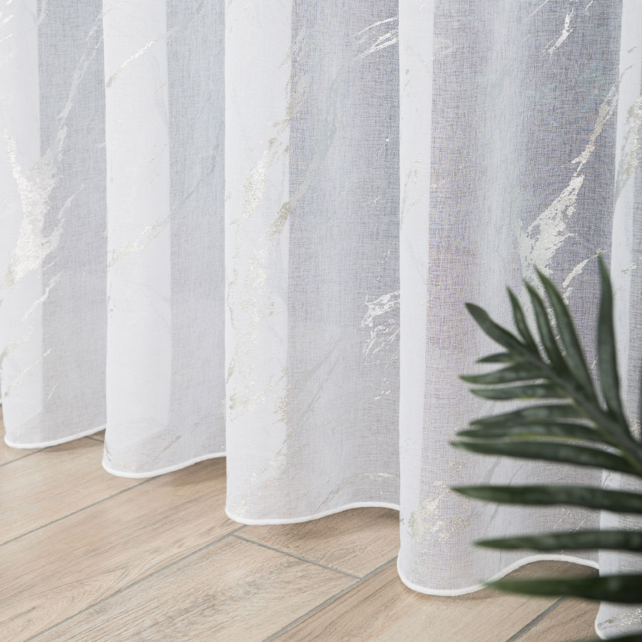 Etamin záclona metráž Marla s olůvkem stříbrná - výška 300cm