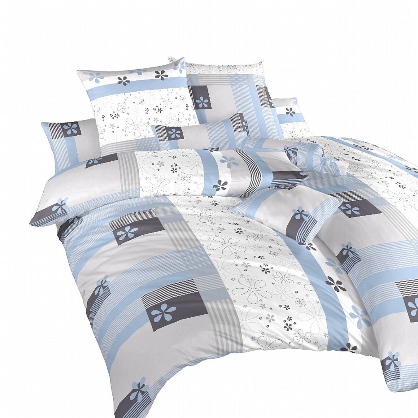 Povlečení flanel Flér šedomodrá - 240x220 + 2ks 70x90 