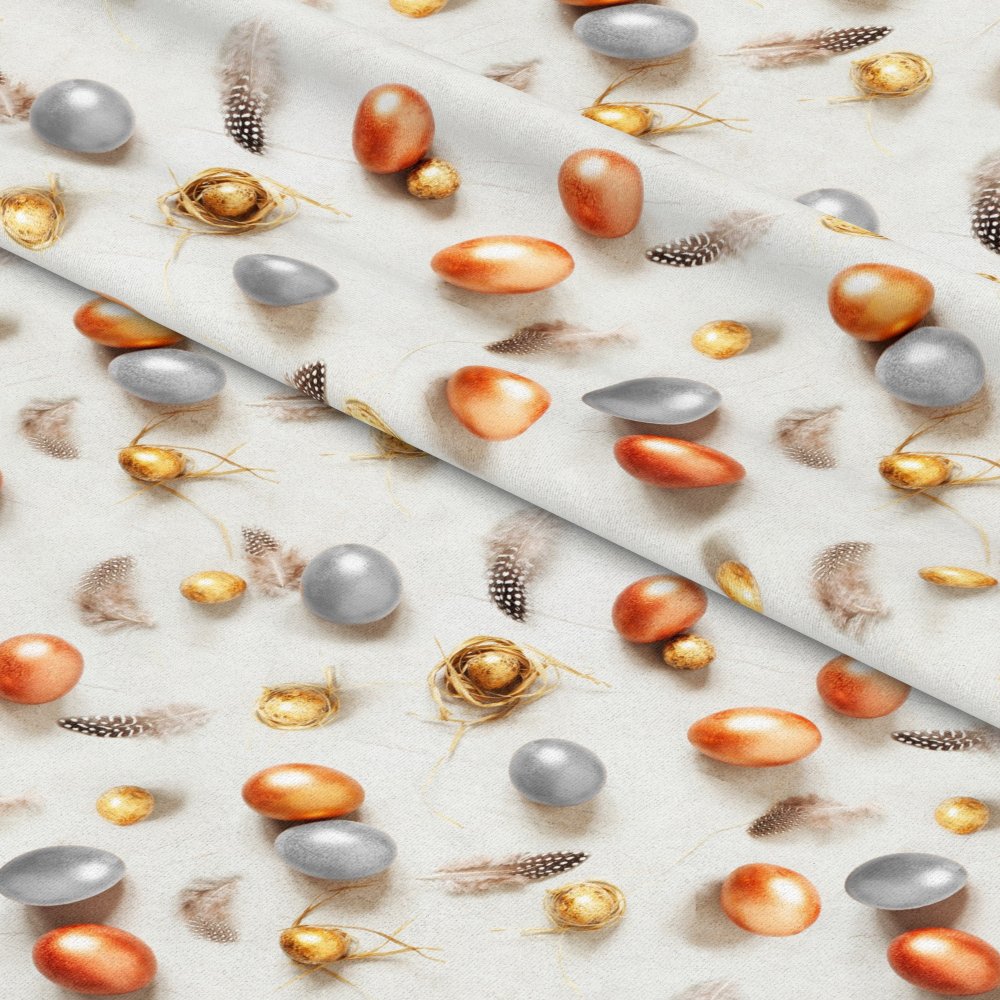 Dekorační látka velikonoční SOFT - Vajíčka stříbrná