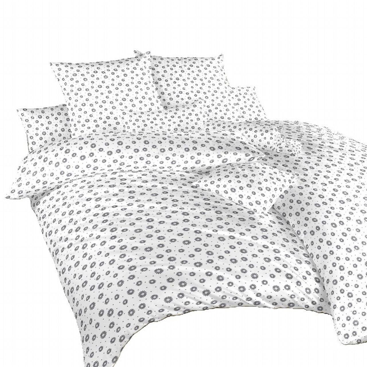 Povlečení bavlna Anežka tmavě šedá na bílém - 240/220 + 2ks 70/90