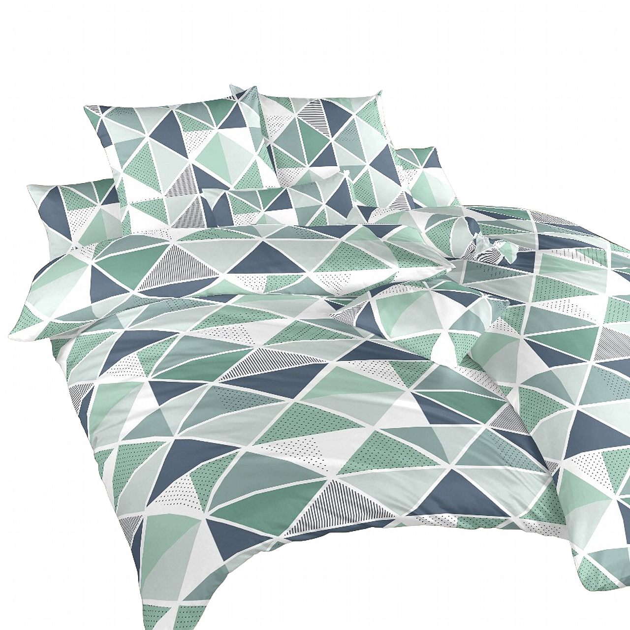 Povlečení bavlna Pyramidy mentol - 220/200 + 2ks 70/90