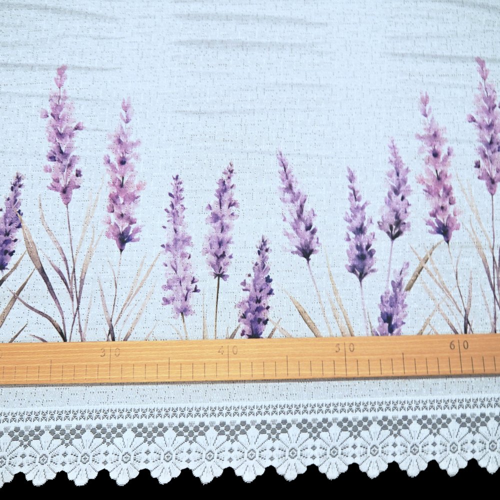 Vitrážová záclona LEVANDULE - výška 68cm
