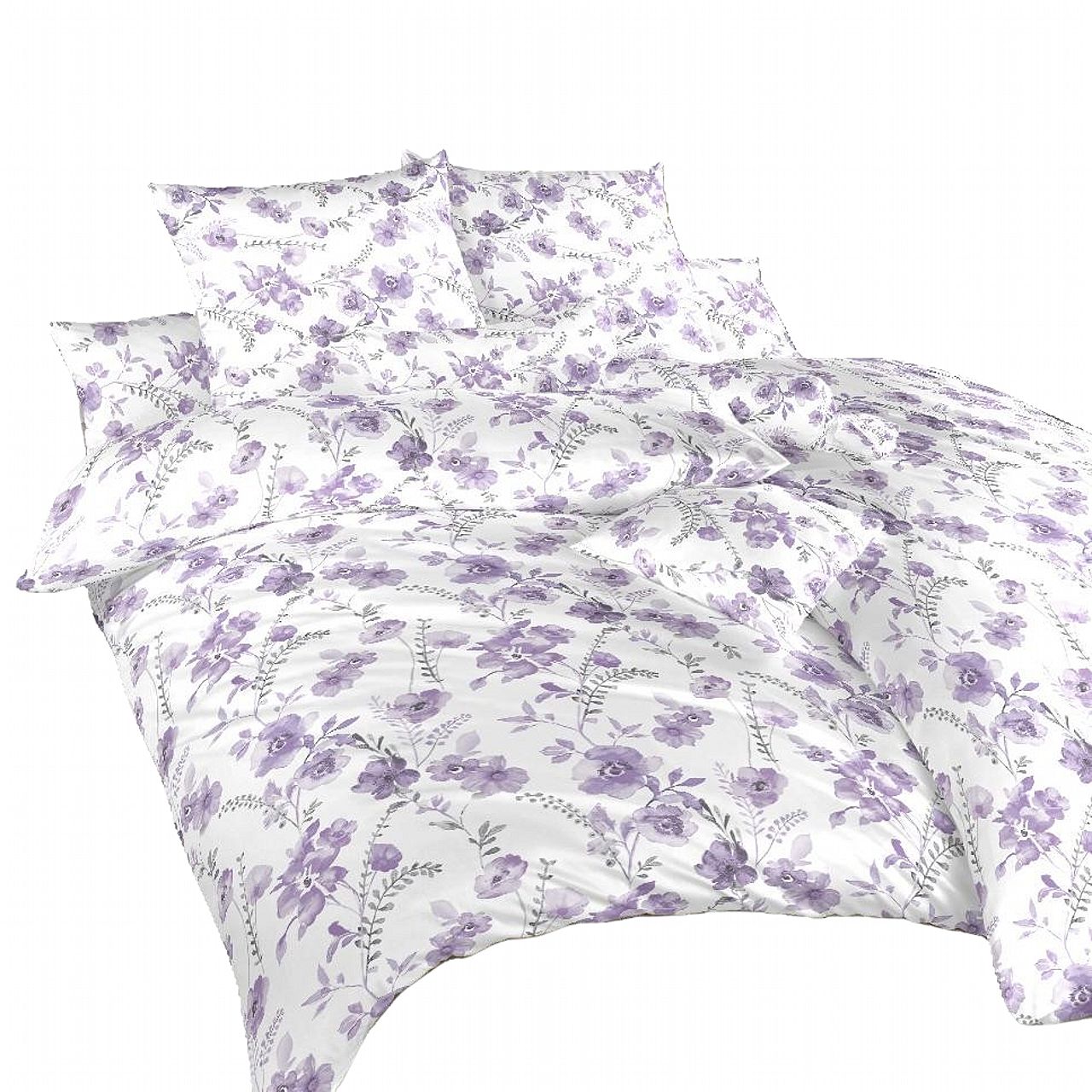 Povlečení krep KVÍTÍ FIALOVÉ na bílém - 220x200, 2ks 70x90