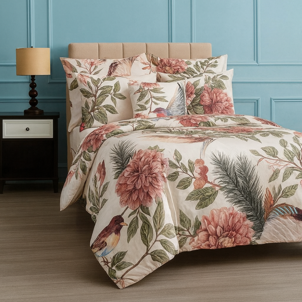 Saténové povlečení KOLIBŘÍK 200x200, 2ks 70x90 cm