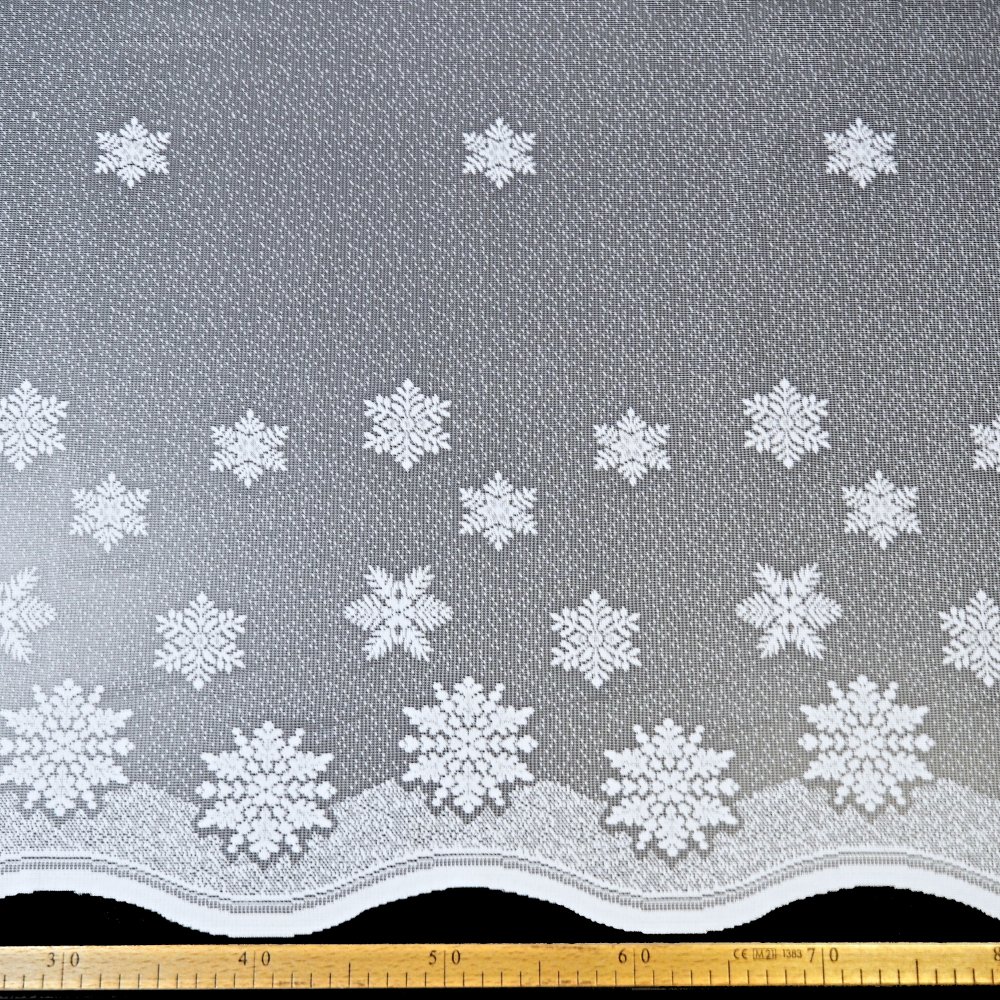 Vánoční kusová záclona žakár VLOČKY 170 x 500 cm