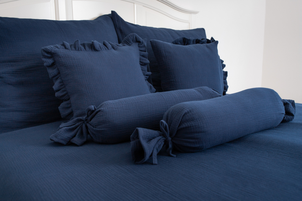 Mušelínový povlak kanýr NAVY - 40x40 cm