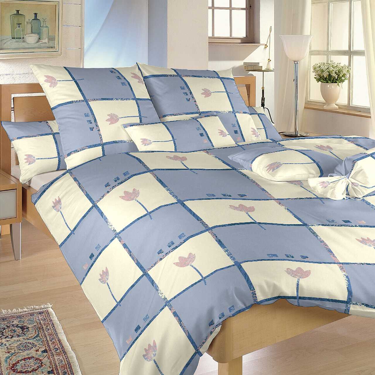 Povlečení bavlna TULIPÁN světle modrý 220x200, 2ks 70x90 cm