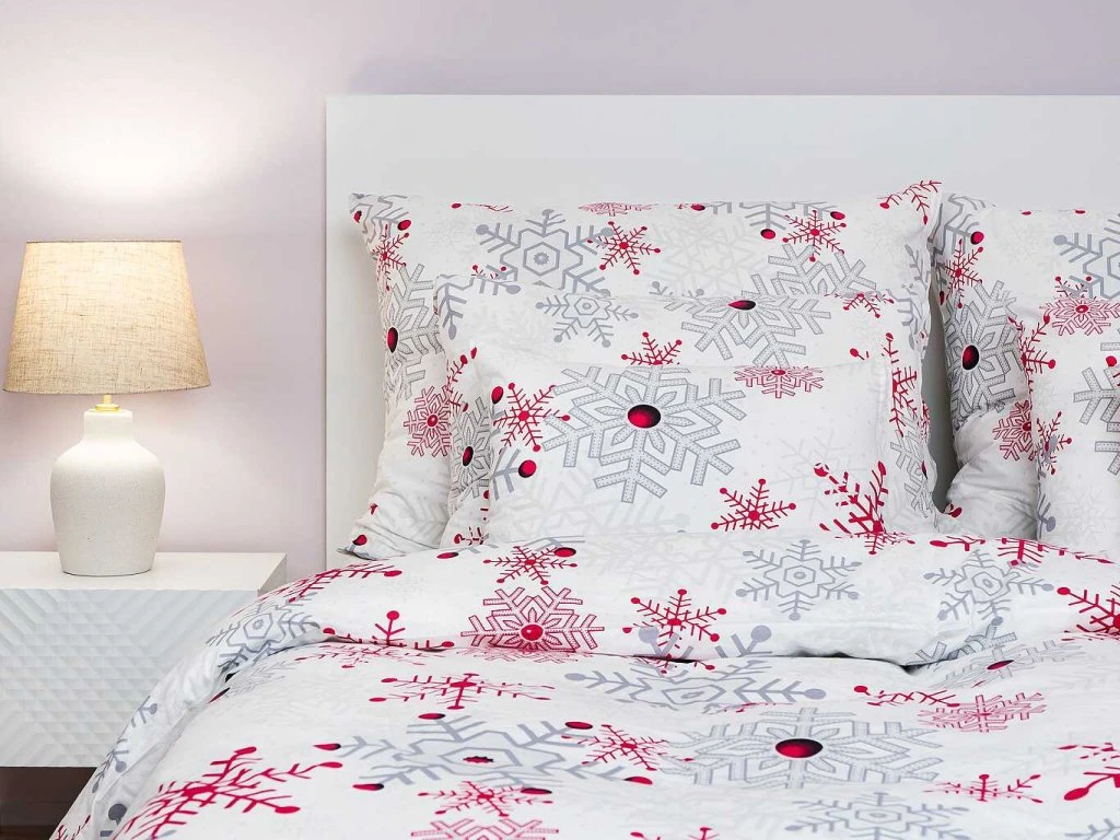 Flanelové povlečení VLOČKY šedé 220x200, 2ks 70x90 cm