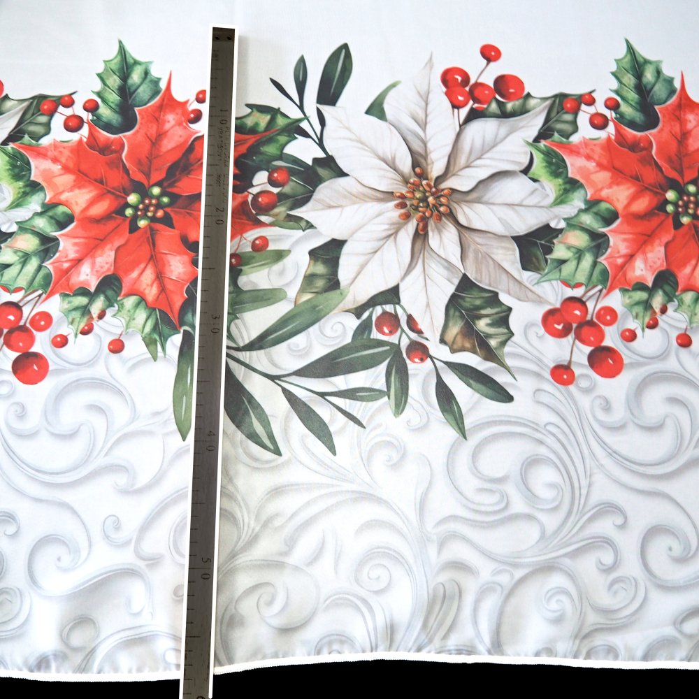 Voálová kusová záclona Vánoční růže