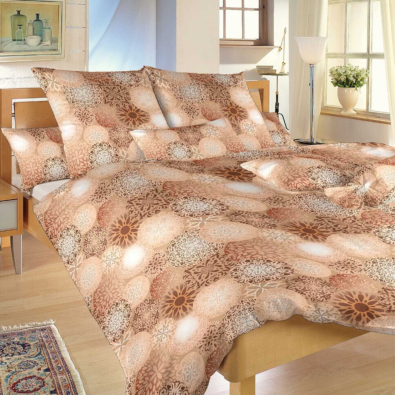 Povlečení bavlna MANDALA béžová 140×220 + 70×90 cm