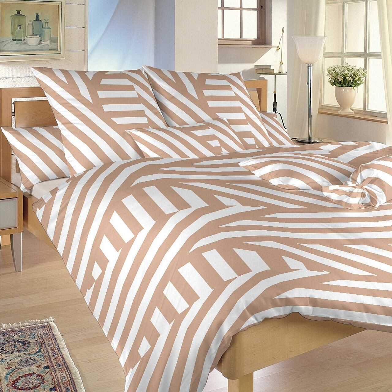 Povlečení bavlna ZEBRA světle hnědá 240x220 + 2ks 70x90