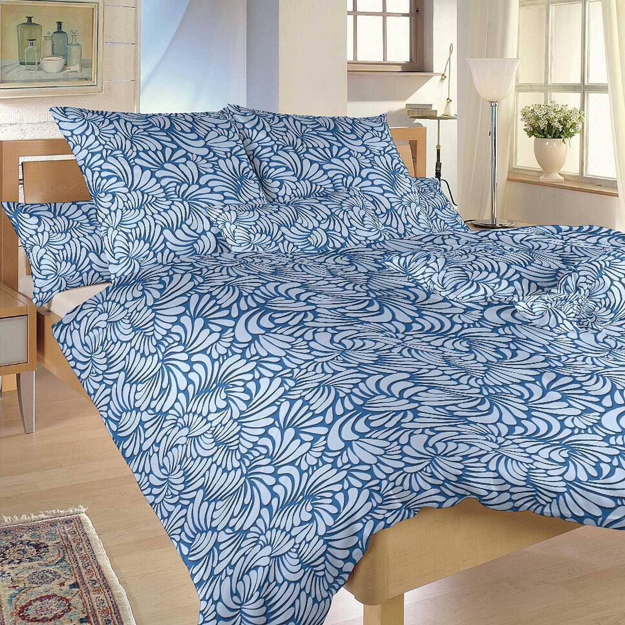 Povlečení bavlna ILUZE 2 světle modrá 240x200 + 2ks 70x90 cm