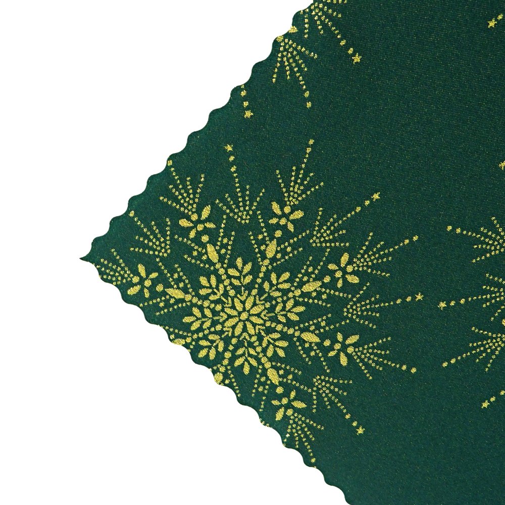 Vánoční teflonový ubrus VLOČKY zlaté na zelené
