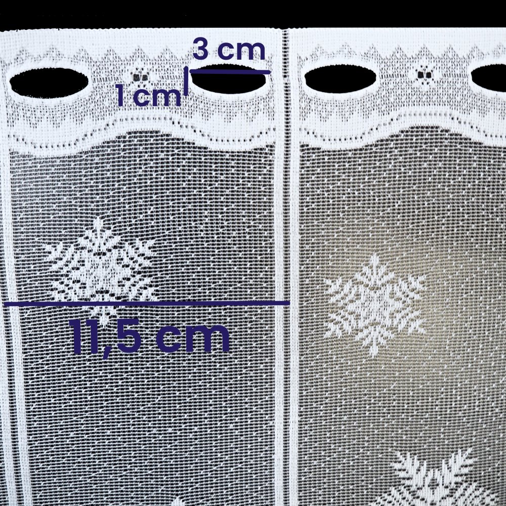 Vánoční vitrážová záclona žakár v metráži VLOČKY