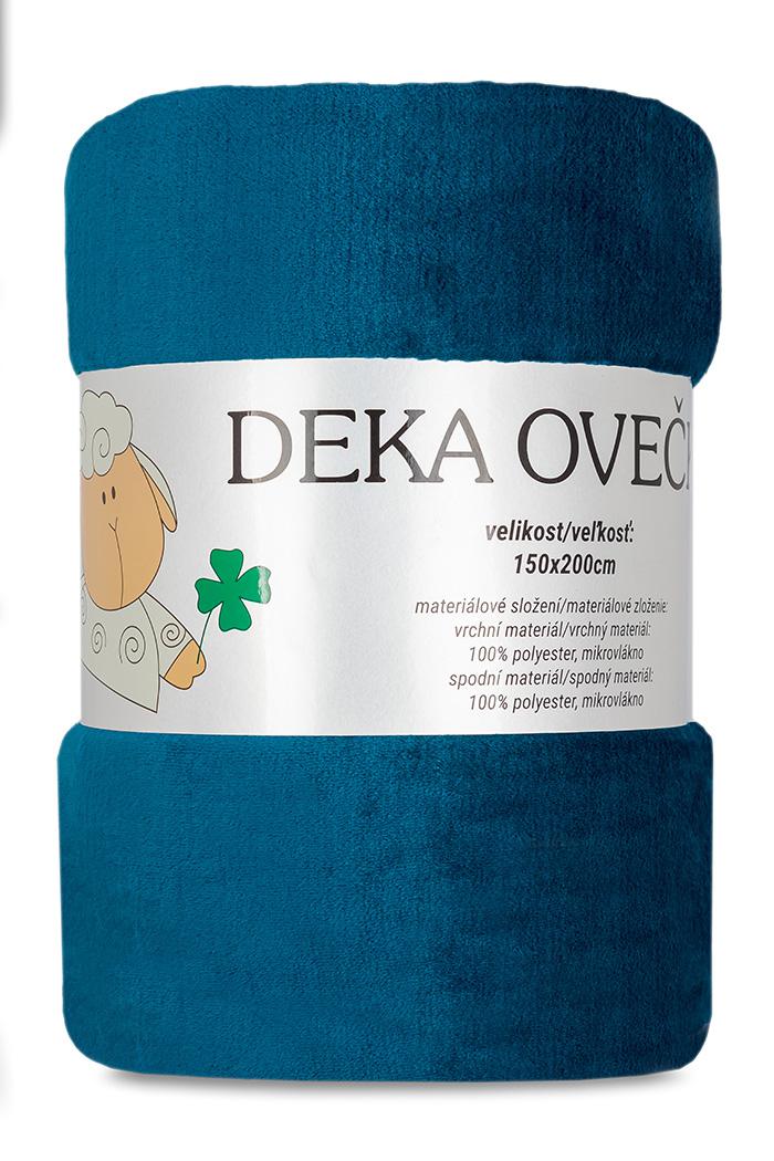 Deka mikroflanel hladká UNI PETROLEJOVÁ / OVEČKA -  150/200 cm 