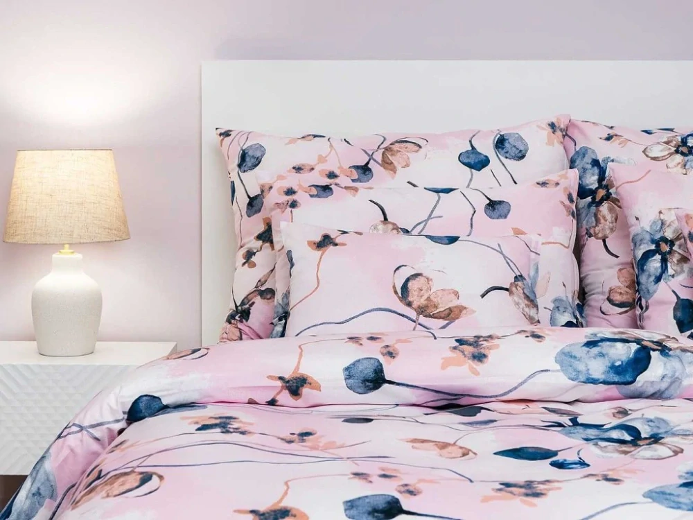 Povlečení krep Bloom elegance pudrová 240x220, 2ks 70x90 cm