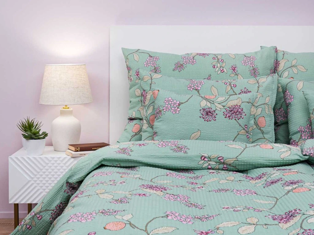 Povlečení krep KLAUDIE zelená 140x220, 70x90 cm